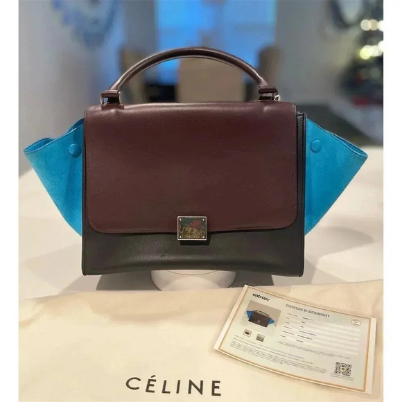 Celine Medium Trapeze Bag Tri-Color Top Handle with Dust Bag - Picture 1 of 13